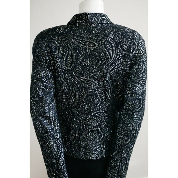 Babu Paris Textured Paisley Print Stained Glass Window Look Cropped Blazer 2 - Picture 6 of 9